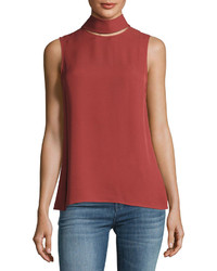 Theory Slit Collar Sleeveless Georgette Top