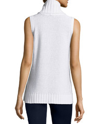 Neiman Marcus Cashmere Collection Sequined Cashmere Turtleneck Shell