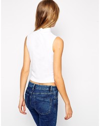 Asos Collection Crop Top In Rib With Turtleneck