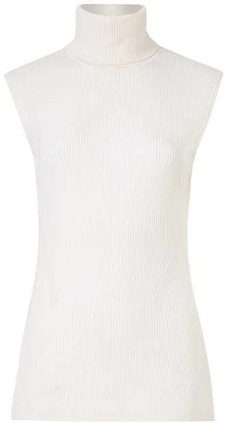 sleeveless turtleneck sweater white