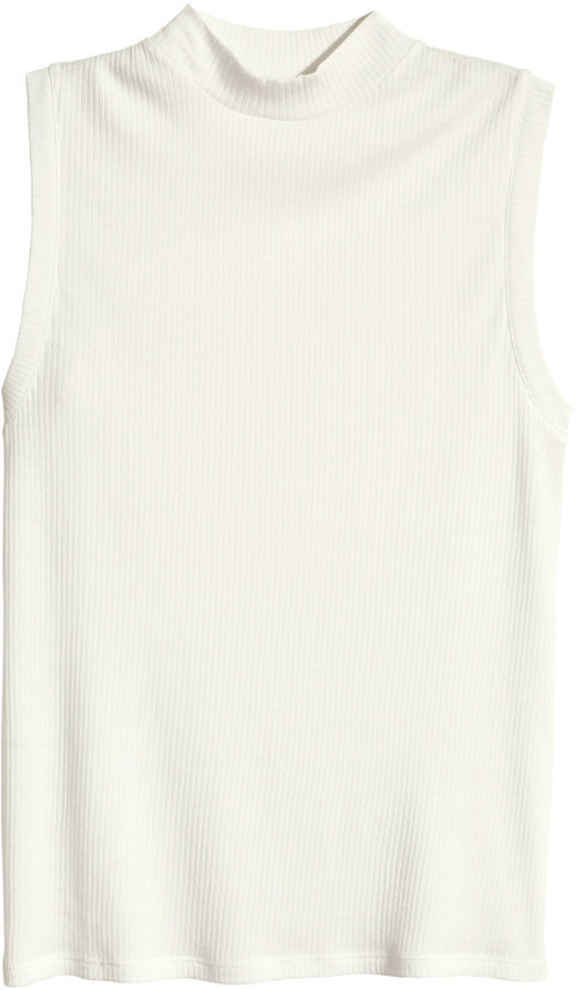 white sleeveless mock turtleneck