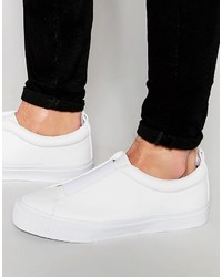 Asos Brand Slip On Sneakers In White With Elastic