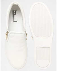 Asos Brand Slip On Sneakers In White With Zips