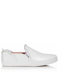 Kate Spade New York Lilly Ruffle Trim Leather Slip On Sneakers
