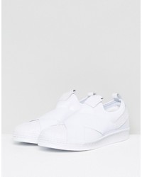 adidas Originals Superstar Slip On Sneakers In White Bz0111