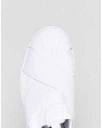 adidas Originals Superstar Slip On Sneakers In White Bz0111