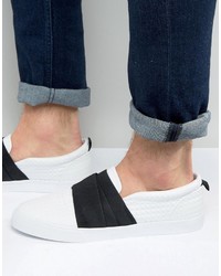 Asos Slip On Sneakers In White Pyramid With Elastic Strap