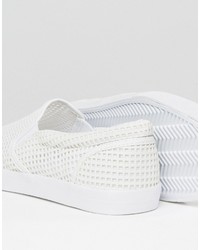 Asos Slip On Sneakers In White With Perforated Panelling