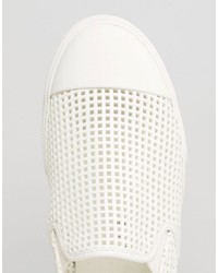 Asos Slip On Sneakers In White With Perforated Pannelling