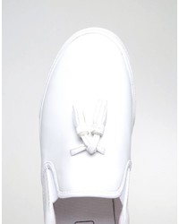 Asos Slip On Sneakers In White With Tassel