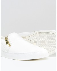 Asos Slip On Sneakers In White With Zips