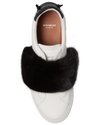 Givenchy Urban Street Slip On Sneaker With Genuine Mink Fur Trim