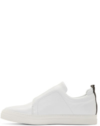Pierre Hardy White Leather Slip On Sneakers