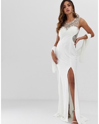 Jovani Maxi Dress With Thigh Split And Embellished Detail
