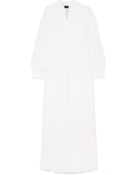 White Slit Linen Maxi Dress