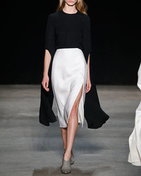 Narciso Rodriguez Wool Silk Pencil Skirt With Slit Ivory