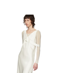 Helmut Lang White Double Satin Sash Dress