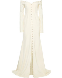 White Slit Silk Evening Dress