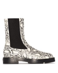 White Snake Leather Chelsea Boots