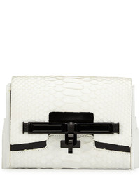 White Snake Leather Clutch