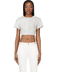 White Snake Leather Cropped Top