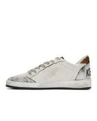Golden Goose White And Brown Snake B Sneakers