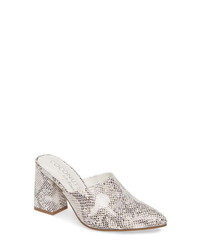 White Snake Leather Mules