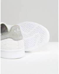 adidas Originals White Embossed Snake Suede Stan Smith Unisex Sneakers