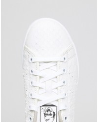 adidas Originals White Embossed Snake Suede Stan Smith Unisex Sneakers