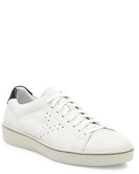 White Snake Suede Low Top Sneakers