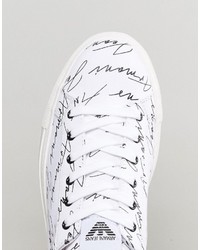 Armani Jeans All Over Logo Sneakers In White