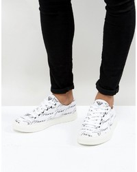 Armani Jeans All Over Logo Sneakers In White