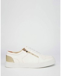 Asos Brand Sneakers In White With Zips And Perforation