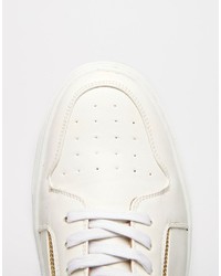 Asos Brand Sneakers In White With Zips And Perforation