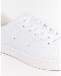 Asos Brand Lace Up Sneakers In White