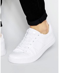 Asos Brand Lace Up Sneakers In White Snakeskin Effect