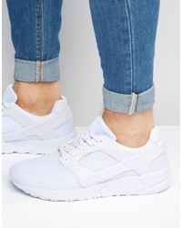 Asos Brand Sneakers In White Mesh With Rubber Panels