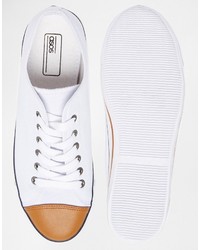Asos Brand Sneakers In White With Toe Cap