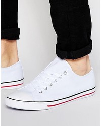 Asos Brand Sneakers In White With Toe Cap