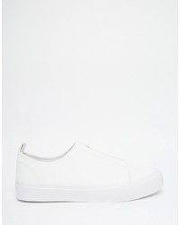 Asos Brand Zip Sneakers In White