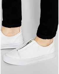 Asos Brand Zip Sneakers In White