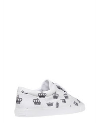 Dolce & Gabbana Crown Printed Cotton Canvas Sneakers