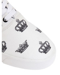 Dolce & Gabbana Crown Printed Cotton Canvas Sneakers
