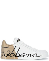 Dolce & Gabbana Gold Logo Printed Sneakers