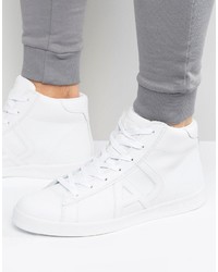 Armani Jeans Hi Top Logo Sneakers In White