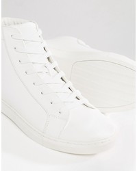 Asos Lace Up Mid Top Sneakers In White