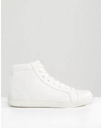 Asos Lace Up Mid Top Sneakers In White