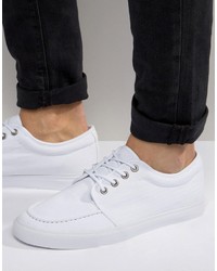 Asos Lace Up Sneakers In White Canvas