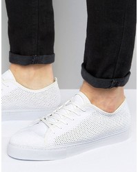 Asos Lace Up Sneakers In White Mesh