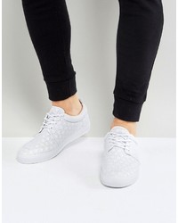 Asos Lace Up Sneakers In White With Perforated Detail